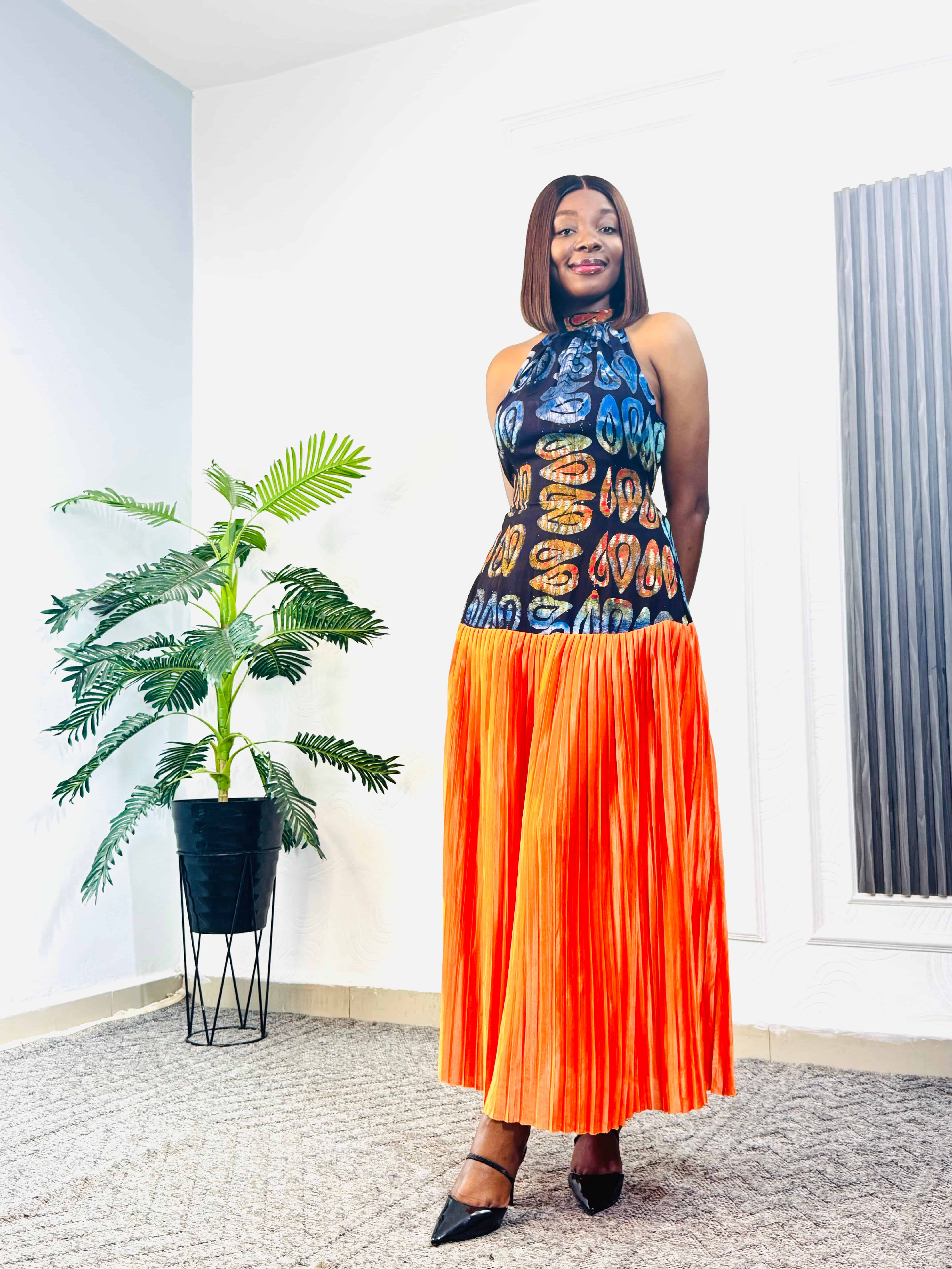 Mabel dress104[orange without sleeve]