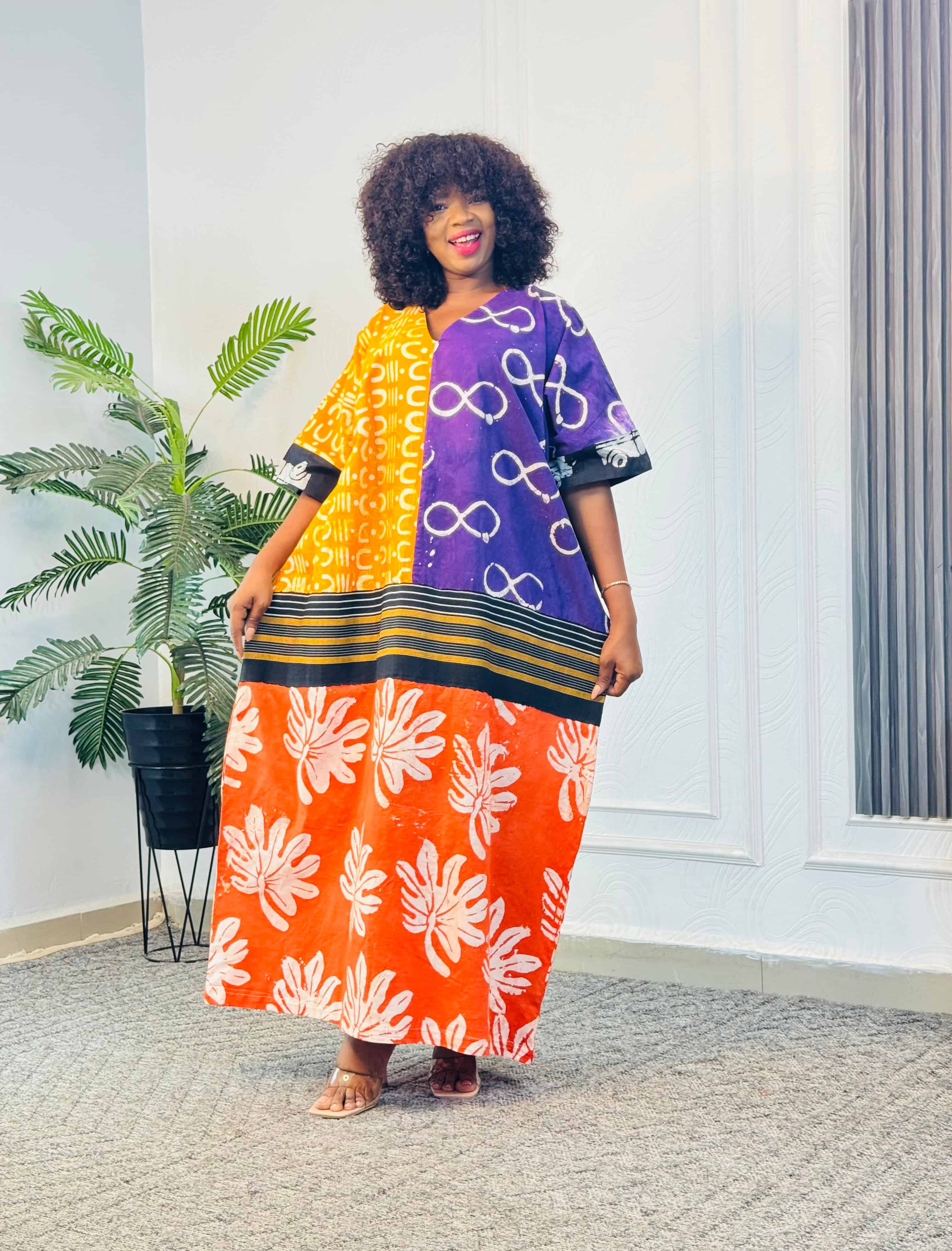 Patch dress104(purple&yellow)