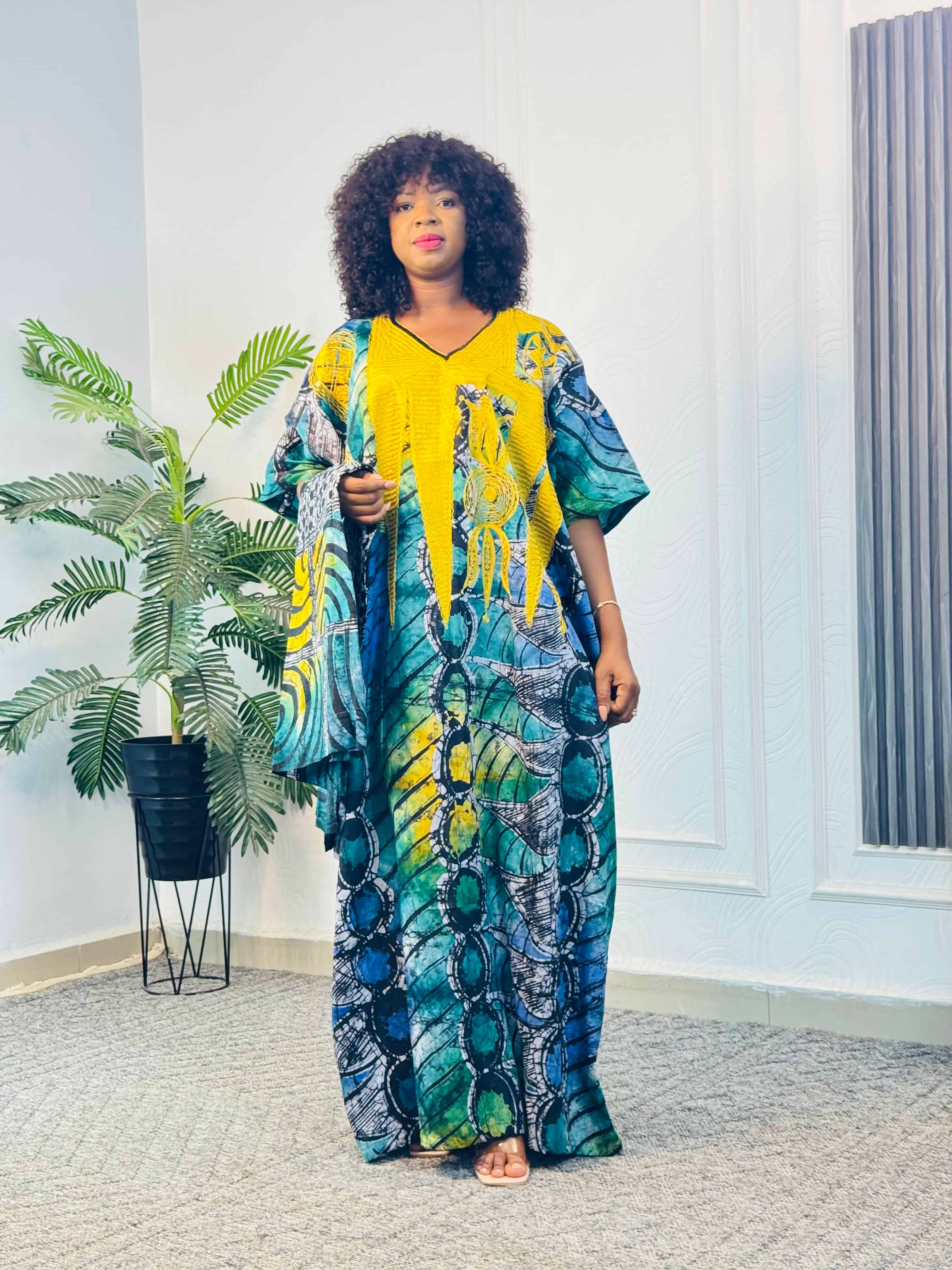 Tolu Adire Dress105[custard yellow]