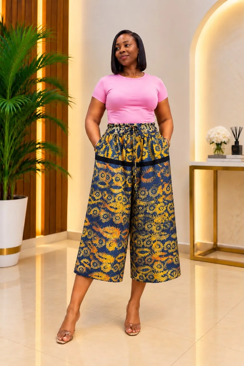 Aria pant(navy blue and yellow)