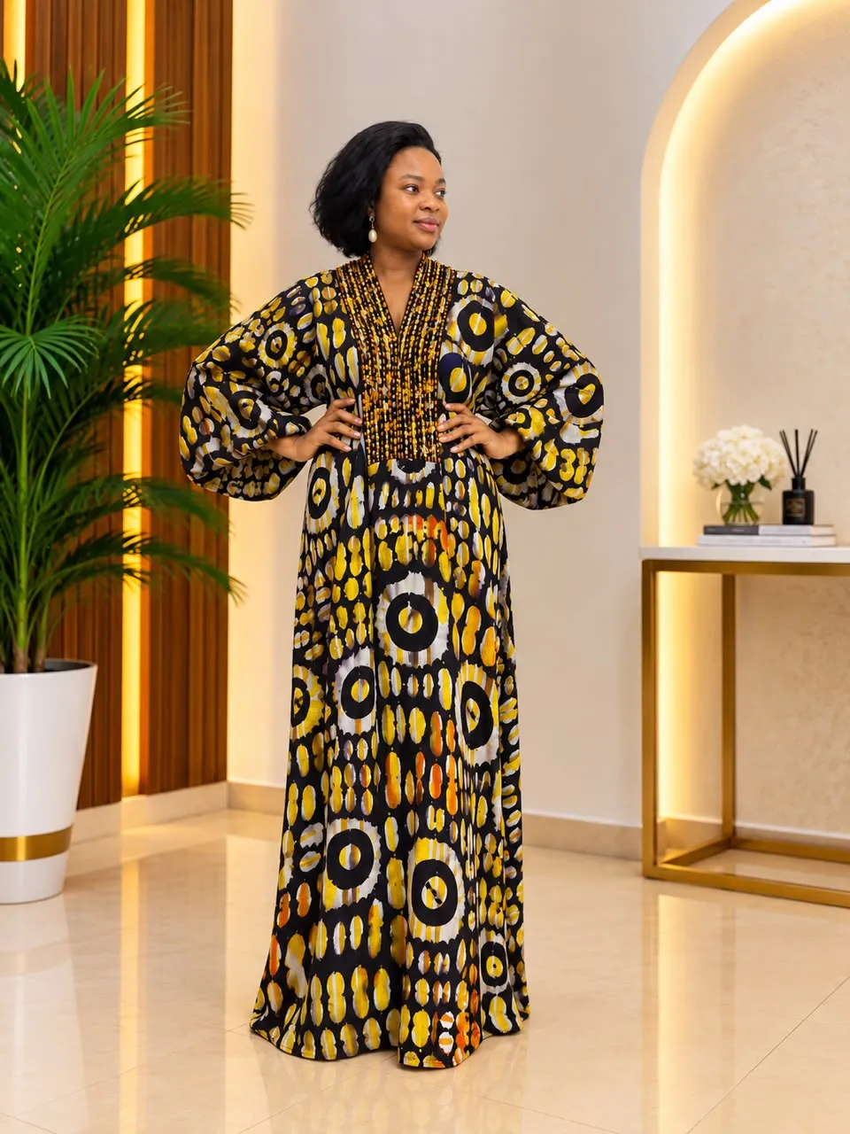 Amira dress(Purple & yellow